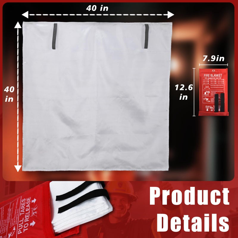 Smilco Fire Blanket 2 Pack - 40" x 40" Fiberglass Emergency Fire Blanket for Home and Kitchen, Bedroom, Camping, Grill, Fireplace, Easy,Safe for Young Adults and Seniors - Image 4